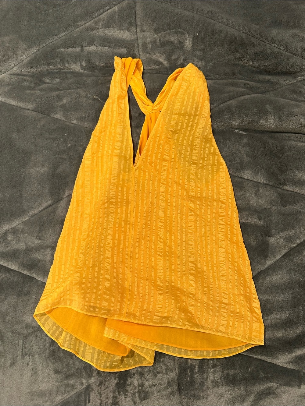 Frame Denim Yellow Textured Halter Top